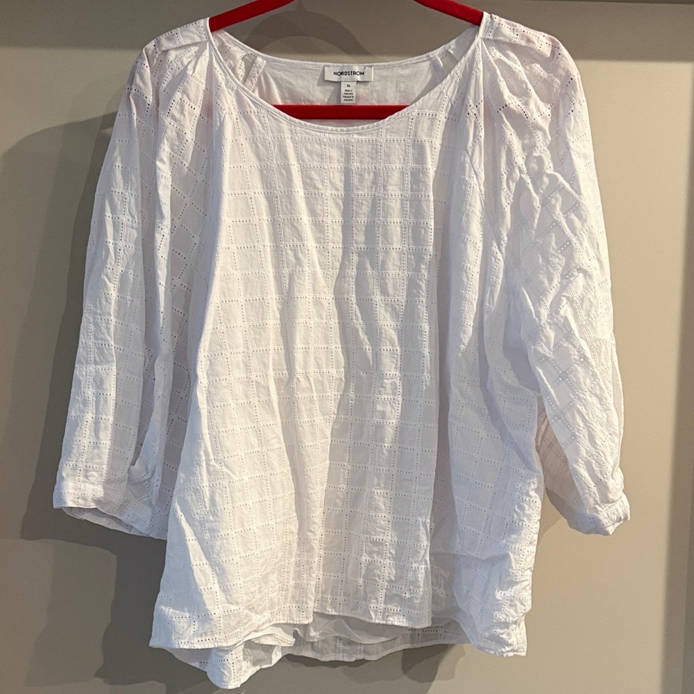 Nordstrom White Textured Blouse